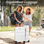 GigabitBest 20″ Carry-On Luggage, Lightweight ABS+PC Carrying Suitcase with TSA Lock, Hard Case Luggage with Swivel Wheels (White, 20″ Carry-On)