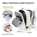 Carry on Travel Laptop Backpack for Women Men Flight Approved,Backpack for Women Travel Bag Hiking Outdoor Sports Rucksack Casual Daypack, Moon White