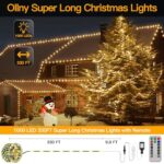 Ollny Christmas Lights 1000LED 330FT, IP67 Waterproof Plug in Christmas Tree Lights with Remote, 8 Modes, 3 Timers, Dimmable, House Xmas Indoor Decorations Outdoor Christmas Lights (Warm White)