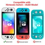 Teyomi Silicone Case for Nintendo Switch OLED with 2 Game Cards Slots, [Kids Friendly] Shockproof Protective Cover with Tempered Glass Screen Protector, Ergonomic Grip Case for Switch OLED, White