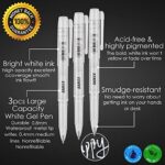 Qionew White Gel Pen Set, 3 Pack, 1mm Extra Fine Point Pens Gel Ink Pens Opaque White Archival Ink Pens for Black Paper Drawing, Sketching, Illustration, Card Making, Bullet Journaling