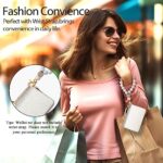 Yonlevres RFID Wallet Credit Card Holder, White Small Wallet for Women with Keychain Zipper, Leather Credit Card Wallets Card Organizer Case RFID Blocking Business Accordion Gift