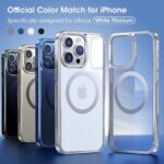 Alphex Official Color Match for iPhone 15 Pro Case, Compatible with MagSafe, Never Yellow, Strong Magnetic, 12FT Military Grade Shockproof Phone Cover 6.1 inch 2023 New, White Titanium, Silver