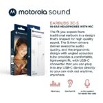 Motorola Earbuds 3C-S Wired Earbuds with Microphone – Corded in-Ear Headphones, Comfortable Lightweight Silicone Ear Buds, Non-Tangle Flat Cable, USB-C Cord, Clear Bass Sound – White