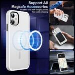 MOCCA Strong Magnetic for iPhone 11 Case,[Compatible with Magsafe][Glass Screen Protector+Camera Lens Protector] Slim Thin Shockproof Cover Case for iPhone 11 6.1 inch, Frosted White
