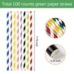 [100 Pack]Party Straws Disposable 7.75″ x0.24″ Biodegradable Black Paper Drinking Straw for Cocktail, Milkshake, Coffee, Lemonade (0.24″ x 7.75″, Black)