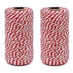 ZZRanYe 2 roll 656 Feet (200M) Red White, Packing String, Durable Rope, Christmas String, for Gardening, Decoration, Tying Cake and Pastry Boxes, Crafts & Gift Wrapping, for Art and Craft