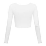 White Crop Tops for Women Casual Basic Layer Sexy Long Sleeve Workout Tops Yoga Shirt for Teen Girls Medium