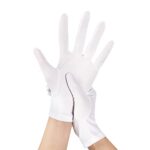 Womens White Gloves Short Satin Stretchy Gloves Wrist Length Dancing Gloves Bridal Gown Gloves for 1920s Wedding Opera Party Adult Size