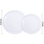 KIRE 60PCS White Disposable Plates – Heavy Duty White Plastic Plates for Party/Wedding – Include 30Pieces 10.25inch White Dinner Plates and 30Pieces 7.5inch White Dessert/Salad Plates