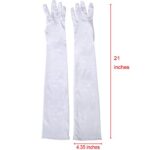 Xuhan Women’s 21″ Long Full Finger Evening Satin Gloves (White)