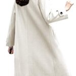 chouyatou Women’s Essential Elegant Wear Double Breasted Mid Long Wool Pea Coat (Medium, Off White)