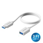 SABRENT 22AWG USB 3.0 Extension Cable A Male to A Female [White] 3 Feet (CB-303W)