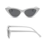 YooThink Cat Eye Sunglasses for Women Vintage Goggles Plastic Frame Sunglasses (White)