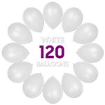 OWill 120pcs White Balloons 12 Inches White Latex Balloons, Helium Quality for Birthday Baby Shower Wedding Party Supplies White Day Arch Garland Decoration