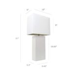 Elegant Designs LT1025-WHT Modern Leather Table Lamp with White Fabric Shade, White