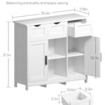 MIRROTOWEL Storage Cabinets?Space Saving Buffet Sideboard ?Wooden Storage Cabinet with 3 Drawers, 2 Doors and 3 Adjustable Shelves?for Kitchen ?Living Room? Bedroom?Bathroom ?Entryway ?White?