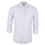Lynerun Men’s Suit Vest Formal Business Dress Vest for Men Slim Fit Dress Waistcoat Vest Solid Groom Wedding White Suit Waistcoat L