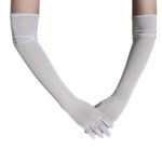 HYMEROM Women’s Sheer Gloves, Mesh Long Gloves Tulle Long Gloves for Opera Hallowmas Costume Party Cosplay (White)