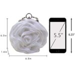 Goclothod Women Rose Shaped Clutch Soft Satin Wristlet Handbag Wedding Party Purse White