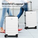 Strenforce Luggage Sets 20/24/28 inch Durable Suitcase Sets with Double Spinner Wheels TSA Lock For Travel Trips, white