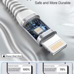 iPhone Charger 6FT 2Pack, Apple MFi Certified Lightning Cable, Nylon Braided Charging Cord, Fast Phone Charger Cable Compatible with iPhone 13 12 11 Pro Max XR XS 8 7 Plus SE 2020 iPad – White