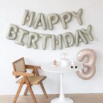 16 Inch Happy Birthday Balloon, White Sand Happy Birthday Balloons Banner Aluminum Foil Letters Balloons for Birthday Party Decorations Supplies