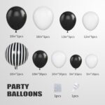 Black and White Balloon Arch, Balloon Garland Black White with Matte Black and White Latex Balloons, Black and White Balloon Arch Kit for Birthday, Baby Shower, Wedding, Graduation Party Decorations