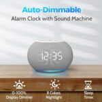 Reacher Auto-Dimmable Sound Machine Alarm Clock with Night Light, 20 Soothing Sounds, LED Digital Display, Sleep Timer, Precise Volume Control, White Noise Soother for Baby, Adults, Bedrooms