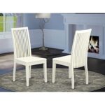 East West Furniture IPC-LWH-W Ipswich Dining Chairs – Slat Back Wood Seat Kitchen Chairs, Set of 2, Linen White
