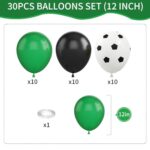 Football Balloons, 12 Inch Soccer Balloons Green Black White Latex Balloons Soccer Printed Balloons with Ribbons for Boys Football Soccer Party Sports Anniversary Baby Shower Decorations