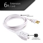 GE 3-Outlet Extension Cord with Multiple Outlets 6 Ft Extension Cord Power Strip 2 Prong 16 Gauge Twist-to-Close Safety Outlet Covers Outdoor Extension Cord Outlet Extender UL Listed White 51937