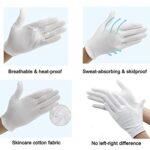 12Pairs White Cotton Gloves for Eczema and Dry Hands – Breathable Work Glove Liners – Moisturizing SPA Soft Jewelry Inspection Gloves – Stretchy Fit Cloth Gloves for Most Women