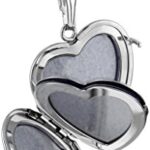 Amazon Collection Sterling Silver Diamond-Accented Four-Picture Heart Locket Necklace, 18″