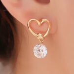 Heart Leverback Earrings 18K White Gold Plated Dangle Drop Crystal Earrings for Women Girls Gift for Valentine Wedding Anniversary