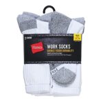 Hanes mens X-temp Lightweight Liner Socks, 6-pair Pack Work Sock, White, 12-14 Big Tall US