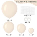 RUBFAC 116pcs Sand White Balloons Different Sizes Pack of 18 12 10 5 Inch for Garland Arch Extra Large Balloons for Birthday Graduation Wedding Party Decoration