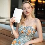 befen Women Leather White Wristlet Clutch Cell Phone Wallet, Smartphone Wristlet Purses and Handbags