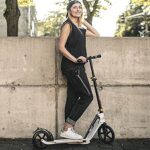 Hudora 230 Adult Scooters Folding Height Adjustable Kick Scooters, Scooter for Adults Supports Up to 265 lbs, Aluminum Commuter Teens Outdoor Use (White)