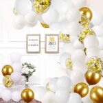 98pcs Balloon Arch Kit,White&Gold Balloons Set,Latex Balloons Garland Different Sizes 18,12,10,5Inches for Birthday Party,Wedding,Christmas,Holloween,Graduation,Baby Shower