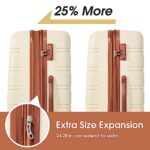 Merax Unisex Adult Hardside, White and Brown A-1, 3-Piece Set(20/24/28)