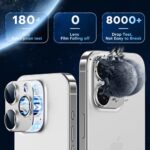 TAURI 2 Pack for iPhone 15 Pro/iPhone 15 Pro Max Camera Lens Protector, [Strong Adhesion] [Scratch Resistant] Aluminum Alloy & Sapphire Glass Material, Case Friendly Easy to Install – White Titanium