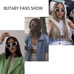 BUTABY Trendy Rectangle Sunglasses for Women Men Retro Sun Glasses Vintage Fashion Square Frame White