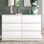 Vibe & Dine 6 Drawer Double Dresser, Modern Chest of Drawers with Wide Storage for Closet, Bedroom, Living Room, Nursery