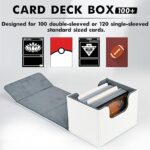 ZLCA Card Deck Box for Trading Cards, MTG Commander Deck Box Holds 120+ Single Sleeved Cards, Leather Magnetic Card Storage Box Fits for TCG CCG Magic Cards (White)