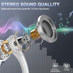 Wireless Earbud, 2023 Sport Wireless Bluetooth 5.3 Earbud with HiFi Stereo, 75H Over Ear Bud with Noise Cancelling Mic, IP7 Waterproof Bluetooth Earphones, LED Display, Button Control, White, for Gym