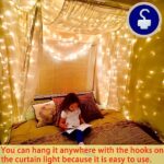 Eueasy 2 Pack Warm White 300 LED Curtain Lights, 9.8ft x 9.8ft Fairy Lights with 8 Modes, String Hanging Lights, Remote Control, Perfect for Indoor/Outdoor Christmas, Wedding, Party Wall Decorations