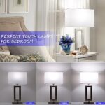 22” Lamps for Bedrooms Set of 2, Touch Control Table Lamps with USB Ports, 3-Way Dimmable Bedside Nightstand Lamps, White&Brushed Nickel
