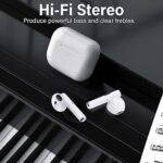 ZTOZ Wireless Earbuds Bluetooth 5.0 Headphones with Immersive Bass Sound, Mini Charging Case, Waterproof Earphones for Sport/Work, Headsets Compatible with iPhone/Android/PC, (White)