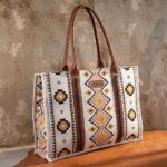 Wrangler Tote Bag for Women Aztec Top Handle Satchel Purse Boho Shoulder Handbags with Zipper Western Hobo Fall Collection Christmas Gift XY6 WG2202-8119CF
